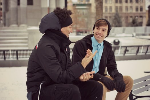 two guys talking