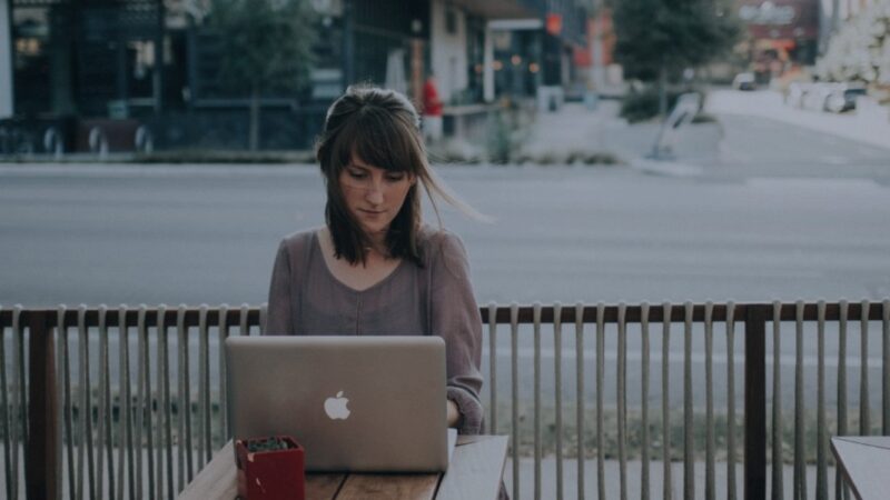 girl working on a computer