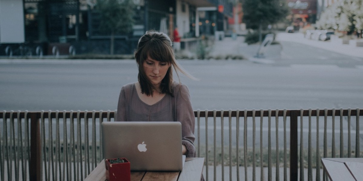 girl working on a computer