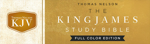 Thomas Nelson King James Study Bible, Full Color Edition cover, gold background with KJV logo.