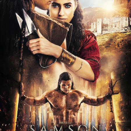Movie poster for Samson, featuring a heroic figure and a woman against a historical backdrop.