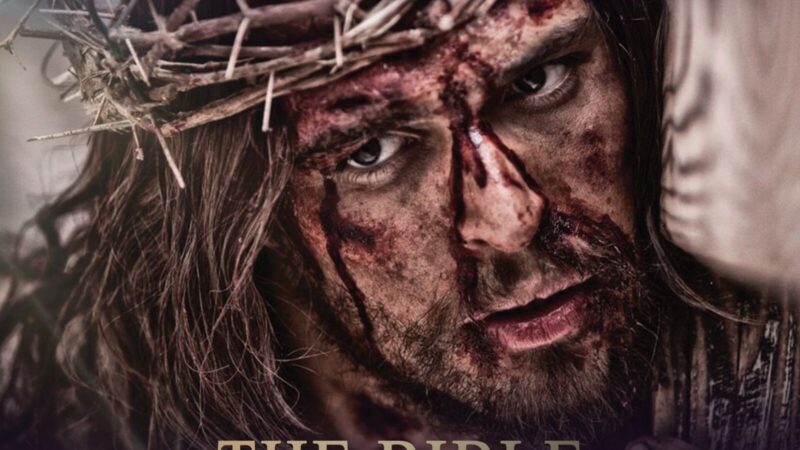 LightWorkers presents The Bible: Son of God with a man wearing a crown of thorns, depicting biblical imagery.