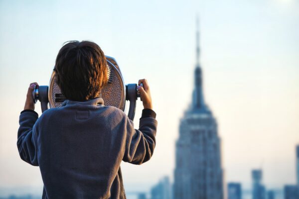 looking through a view finder