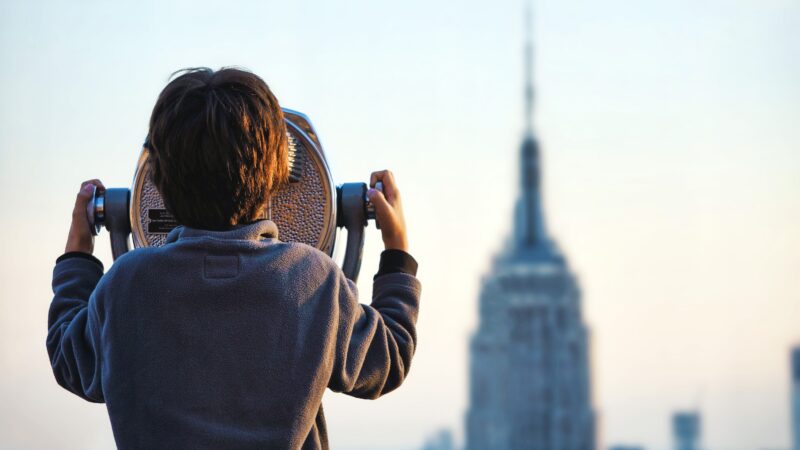 looking through a view finder