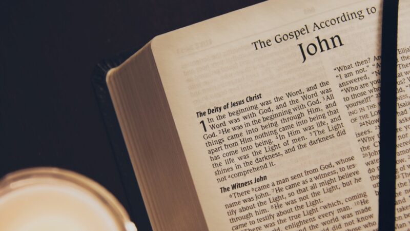 Bible opened to the Gospel of John