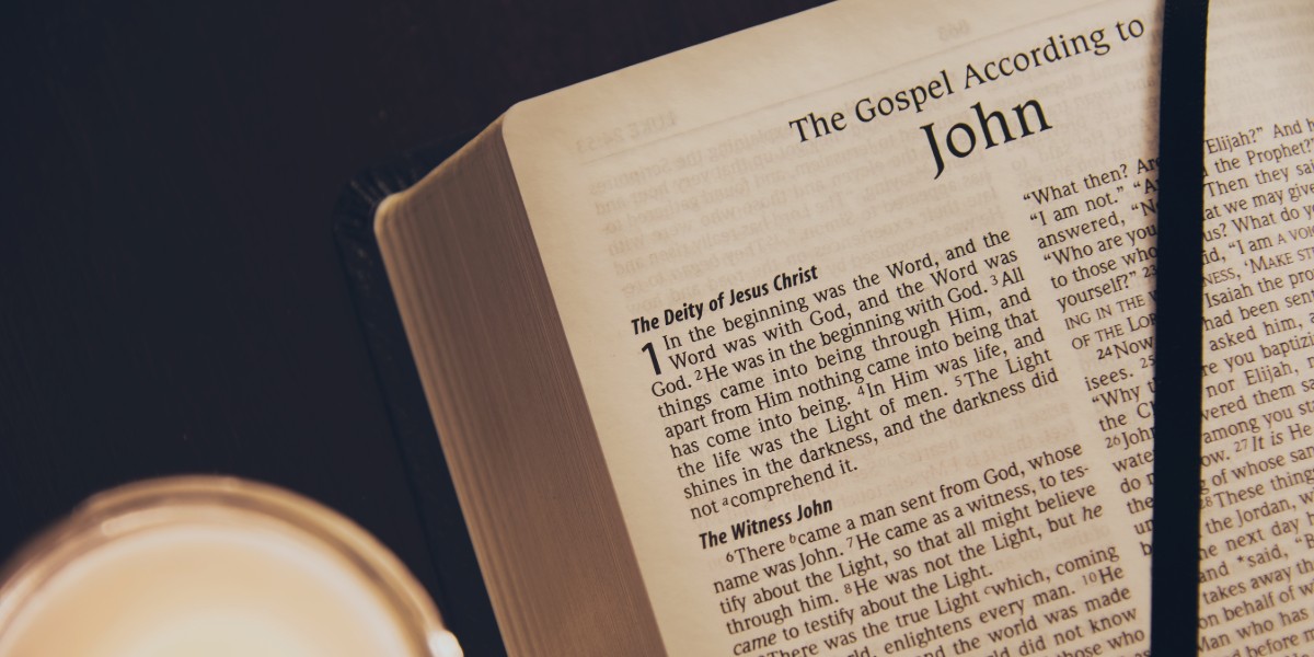 Bible opened to the Gospel of John