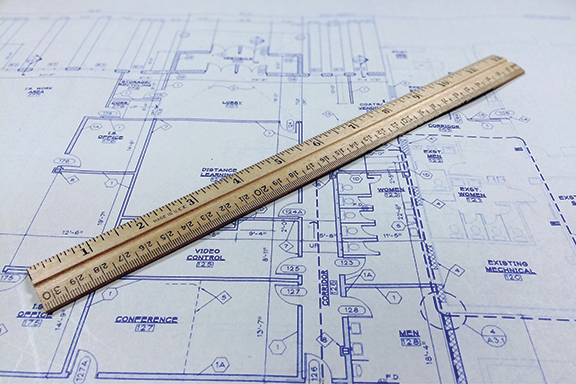 blueprint design with ruler