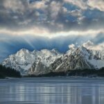 mountain with sunbeams