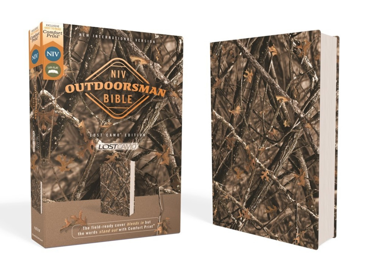 NIV Outdoorsman Bible, Lost Camo Edition with Comfort Print, blend of rugged design and readability.
