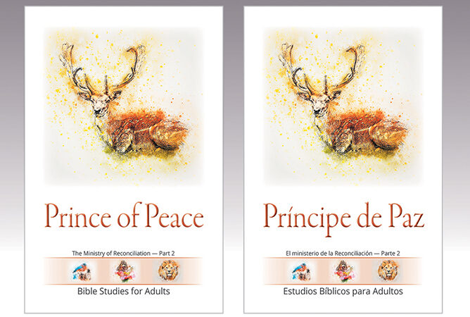 Prince of Peace Bible studies, part 2 for adults; watercolor deer. Spanish version: Príncipe de Paz, Estudios Bíblicos.