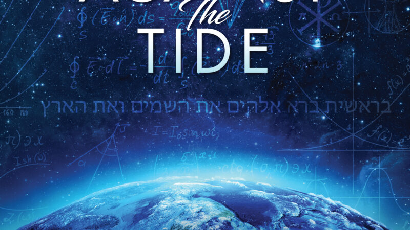 Against the Tide movie poster with John Lennox and Kevin Sorbo, earth and mathematical equations in the background.