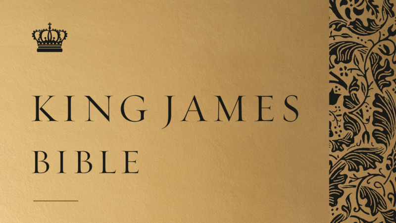 King James Bible cover, Sovereign Collection, personal size edition, black and gold design with floral pattern.