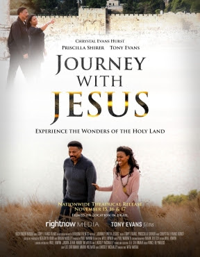 Journey with Jesus movie poster featuring people exploring the Holy Land.