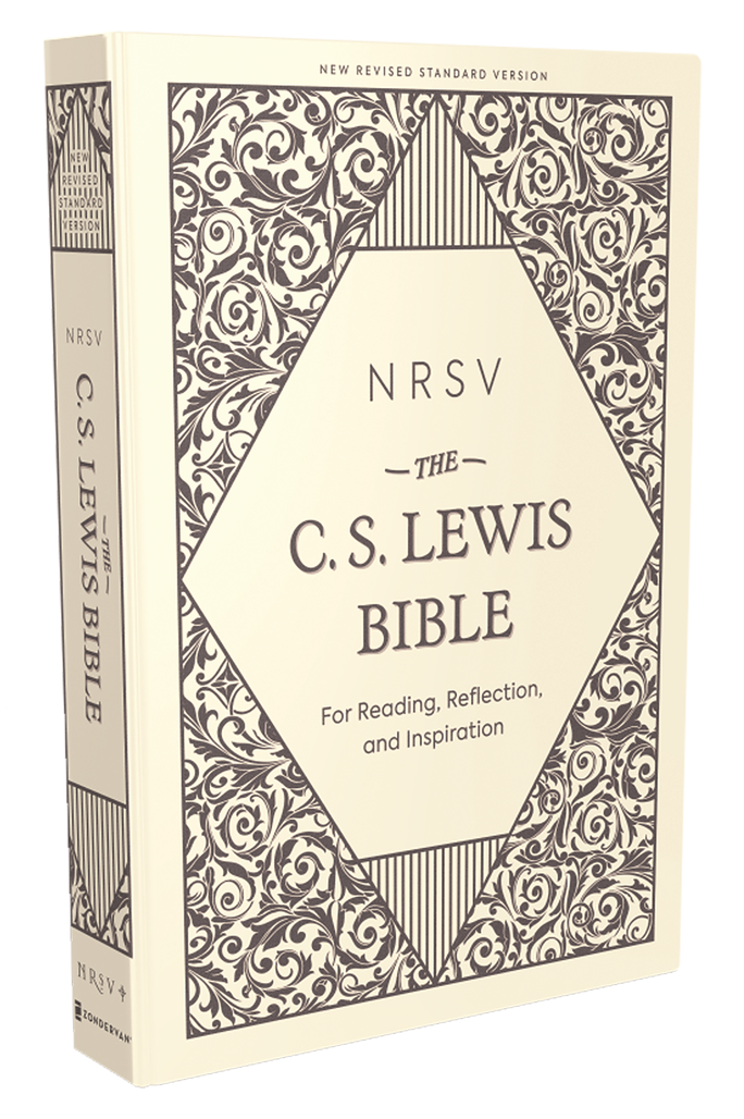 C.S. Lewis Bible cover, NRSV edition, with decorative floral design for reflection and inspiration.