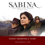 Sabina movie poster: Portraits of main characters against a mountainous backdrop, set during the Nazi years.