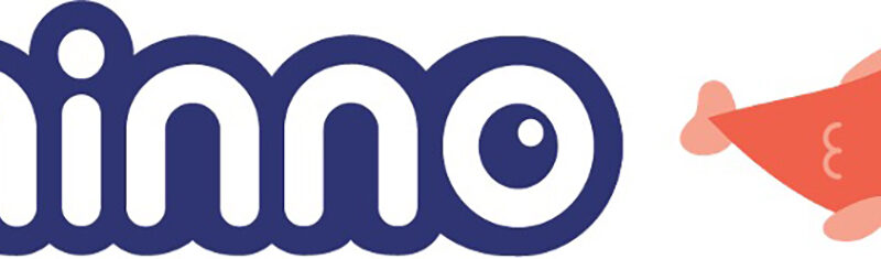 Minno logo with playful blue text and an orange cartoon fish, showcasing a fun and kid-friendly brand identity.
