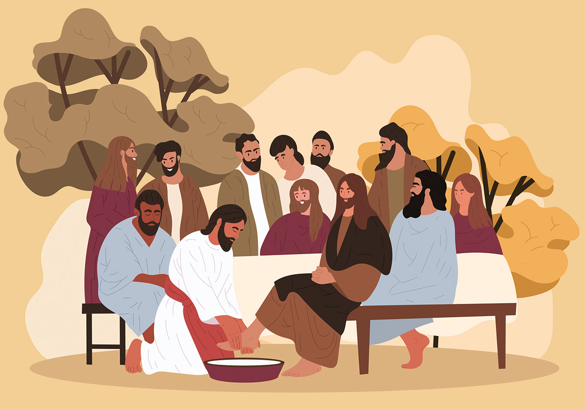 Jesus washes the feet of the apostles