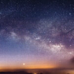 Milky Way Galaxy over Mountain at Night, Deogyusan mountain.