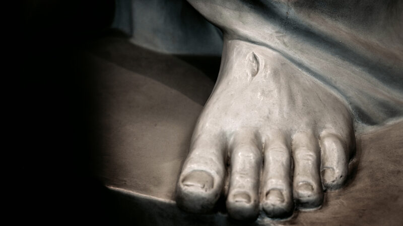 Sculpture of Foot of Jesus with Nail Marks Wounds Crucifixion