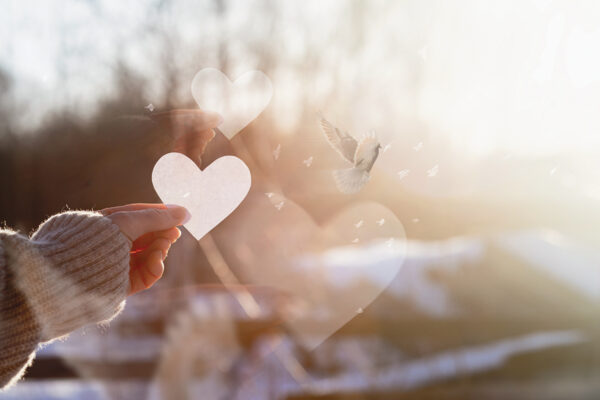 Concept of sending a love message on Valentine Day with hope.